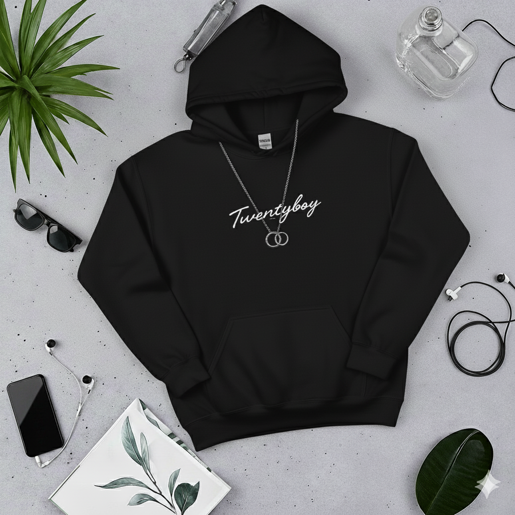 『迷わない』セット売り：ユニセックスパーカー　ブラック&ネックレス